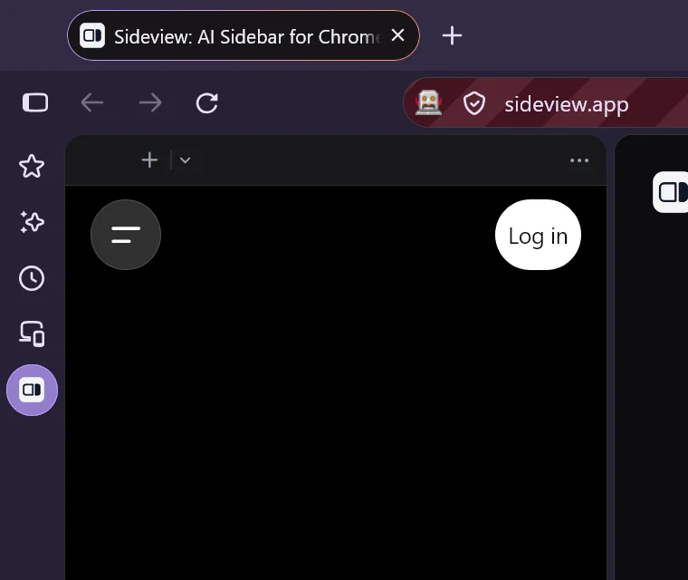 Sideview in Firefox's sidebar without the header. Sideview's chat tabs start right below the toolbar.